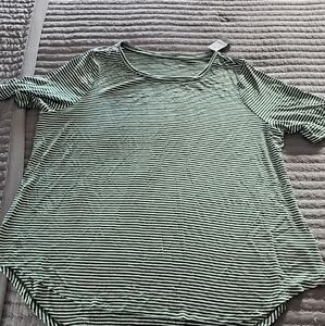 Lane Bryant Black and White Striped Short Sleeve Top